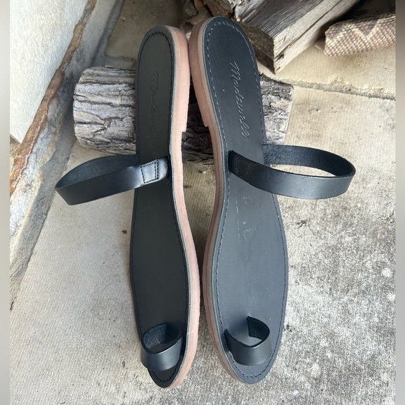 Madewell Board Walk black Leather Strap slip on slide bare Sandals NWOBSz-7.5.H - Picture 5 of 11